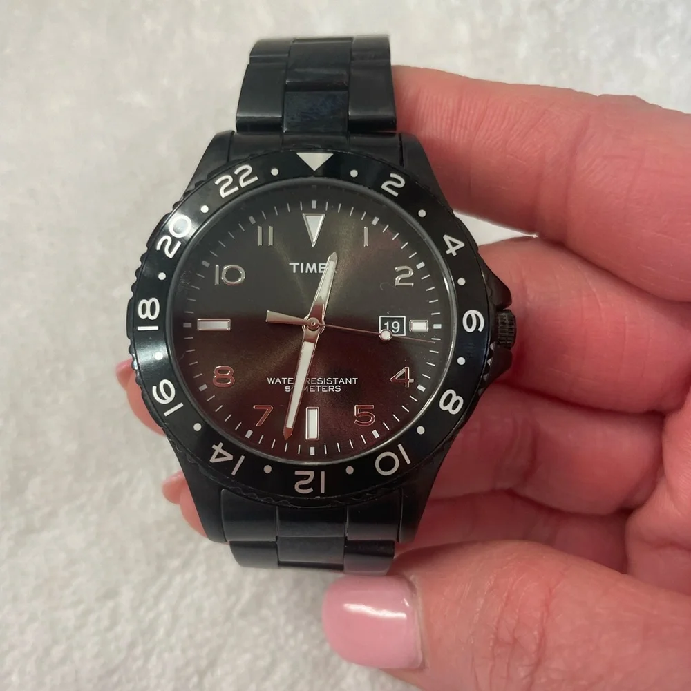 Timex Men’s Black on Black, Stainless Steel Bracelet. - Picture 1 of 6